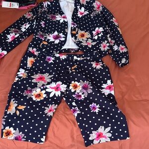 Women Navy Floral Polka Dot Pajama Set